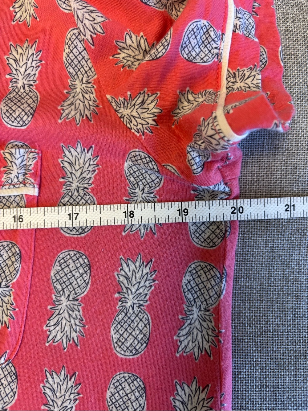 ANTHROPOLOGIE Pineapple Print white and Coral Pyjamas, Sz M. - Picture 8 of 12